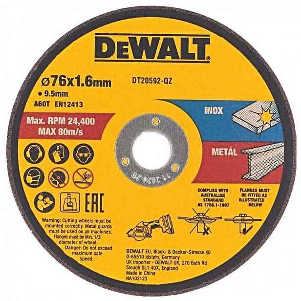 DeWALT - Sada řezných kotoučů na kov 75x9,5 mm, 3 ks DT20592