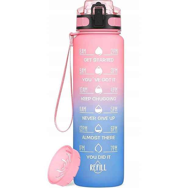 Láhev Na Vodu 1 L Motivační S Filtrem Bpa Free Fitness Růžová
