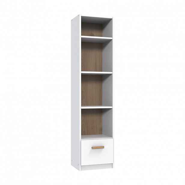 luma-home STOJAN s zásuvkami Š47/V197/H40 cm, ladící k dětskému pokoji v provedení bílá a dub (22811, 22812, 22813) / 22814-04