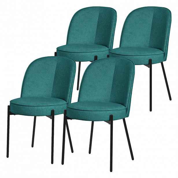 ML-DESIGN JÍDELNÍ ŽIDLE, sada 4 ks, barva petrol, s látkovým potahem