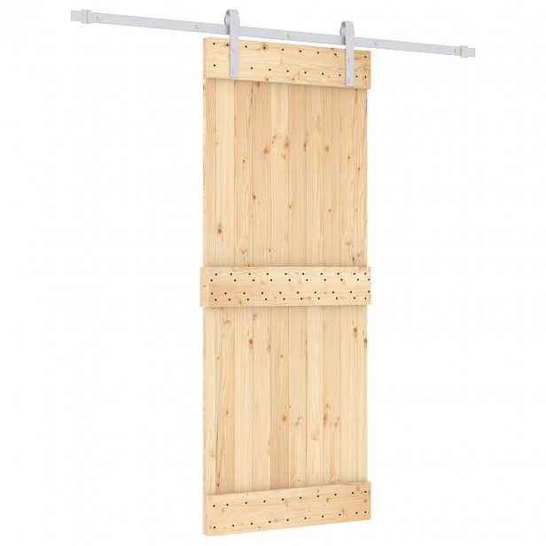 vidaXL Posuvné dveře Přírodní a bílá 80 x 210 cm Masivní borové dřevo