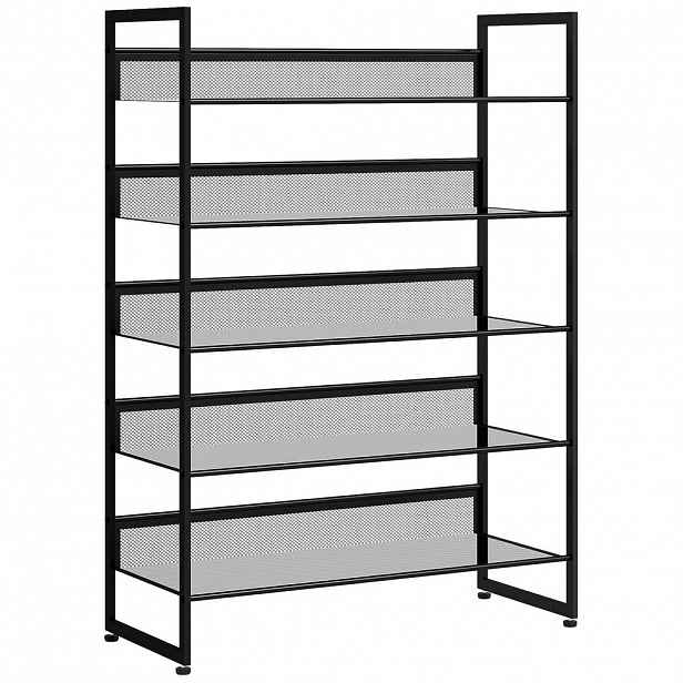 HOMCOM POLIČKA NA BOTY, pro max. 15 párů bot, ocel, 72 x 30 x 102 cm, černá