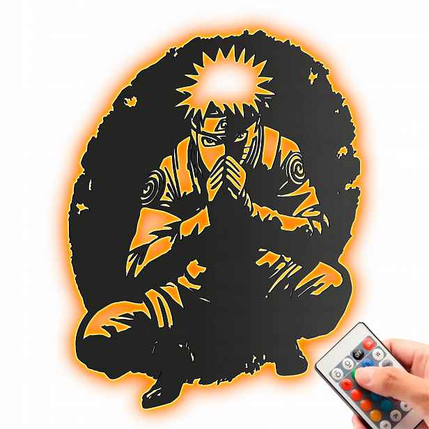 Naruto Uzumaki Dřevěný 3D obraz Anime Noční Led lampička dálkové ovládání