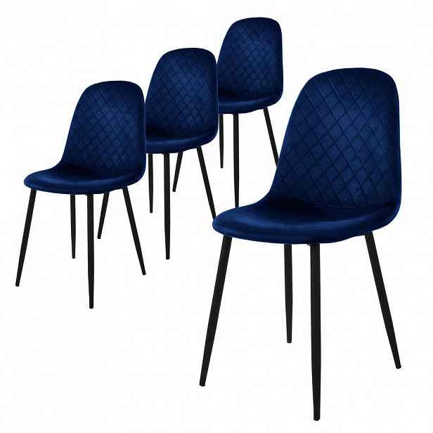 ML-DESIGN JÍDELNÍ ŽIDLE, sada 4 ks, tmavě modrý samet