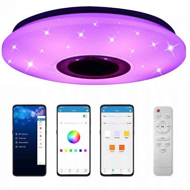 Lampa stropní svítidlo 72W do dětského pokoje Led barvy bluetooth dálkový ovladač aplikace