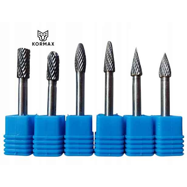 Fréza pilník vysokorychlostní rotační 8 mm na kov s karbidem Set 6 Ks.