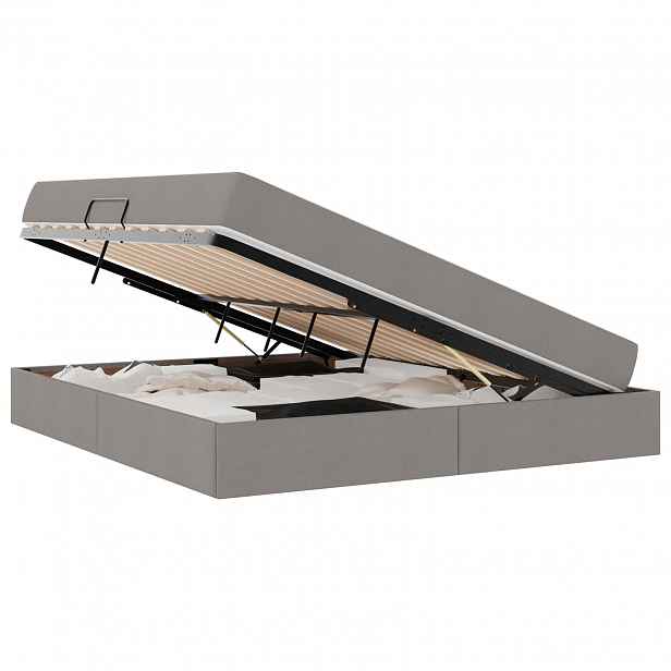 vidaXL Postel s úložným prostorem a matrací Taupe 160 x 200 cm