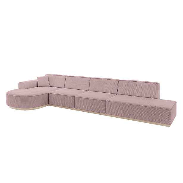 ALTDECOR ROHOVÁ SEDAČKA s otomanem, levá ARRIO-L3 413x171x83 Růžová Manšestr