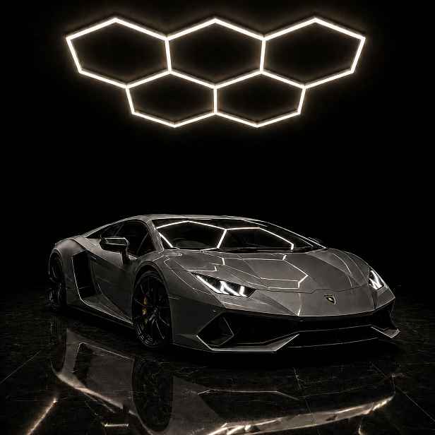 Bílý stropní Led panel 168W studiová dílna Hexagon 5 229x158 cm 4000K