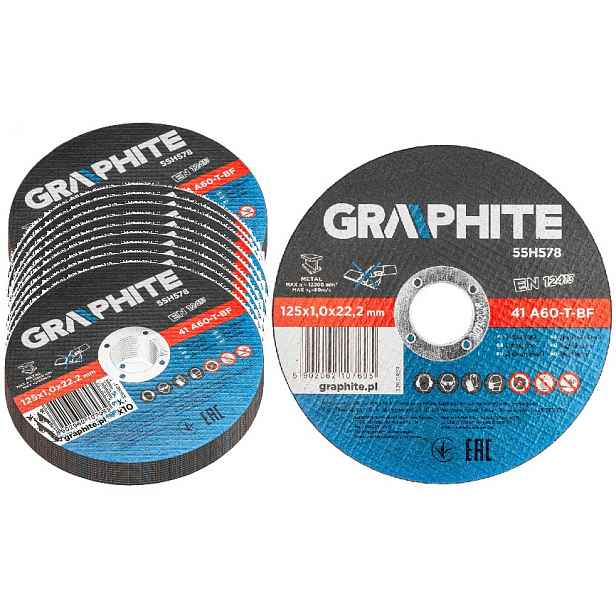 Graphite Řezací kotouče na kov 125x1.0x22.2mm 100 kusů Kotouč 10x55H578