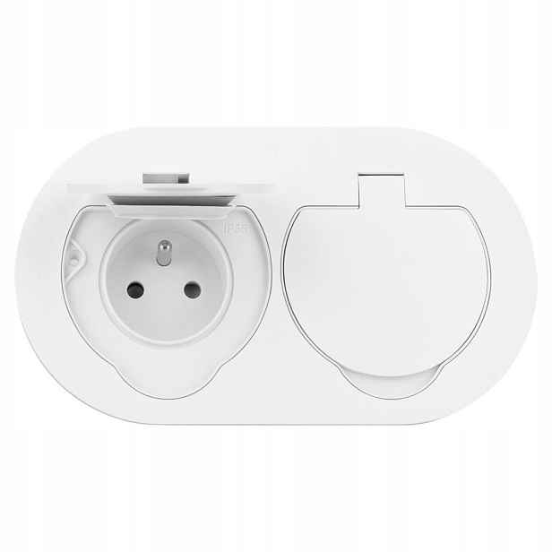 Hermetická elektrická zásuvka dvojitá, IP55, 2x2P+Z(French), bílá