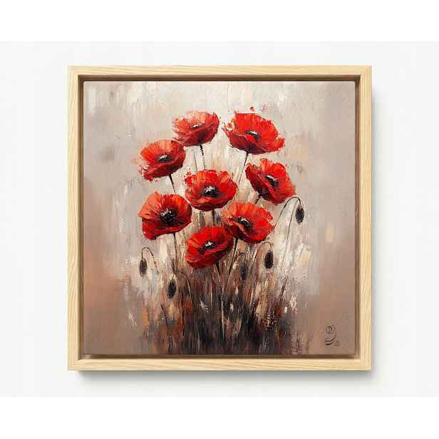 Obraz Rám Americký Box Příroda Květiny Červené Máky Pole 50x50
