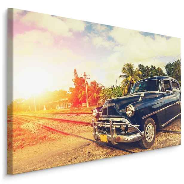 MyBestHome BOX Plátno Černé Auto V Retro Stylu Varianta: 70x50