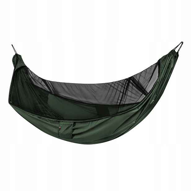 Ultralehká houpací síť TigerWood Vážka V2 Long Pocket Green s moskytiérou