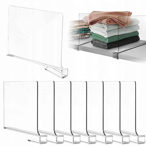 8 x Organizér Do Skříně Přihrádka Oddělovač Průhledný Organizér 30x20cm