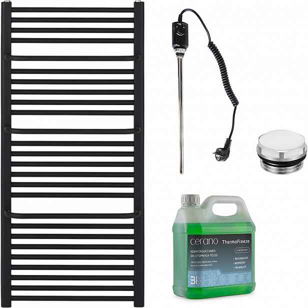 Koupelnový elektrický radiátorový set Antonio - 600W - černá matná - 1180x550 mm
