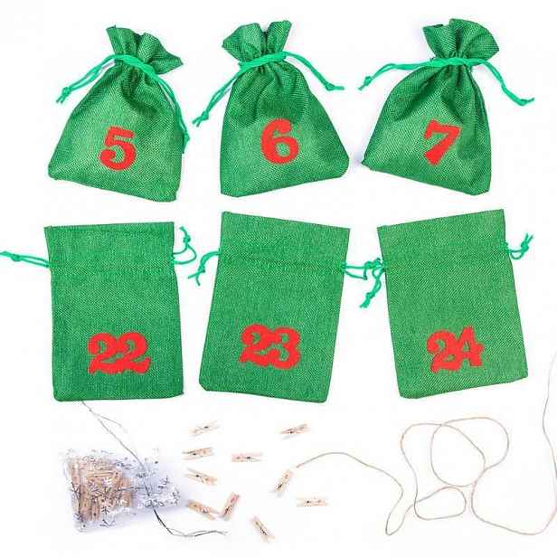 Adventní kalendář sada 24 prázdných sáčků s čísly, girlanda, dekorace