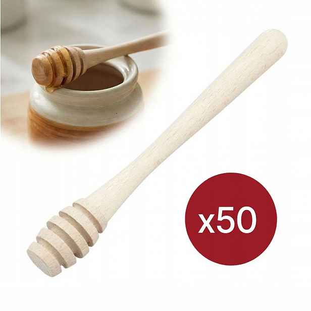 Dřevěná lžíce na med medník naběračka 18 cm 50 kusů