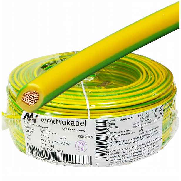 Kabel Lgy 2,5 mm ž/o 450/750 100 m