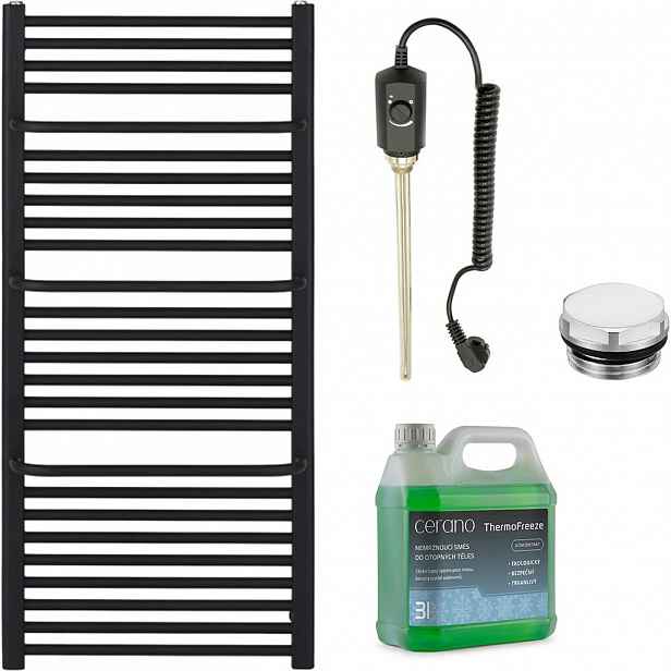 Koupelnový elektrický radiátorový set Antonio - 900W - černá matná - 1460x550 mm