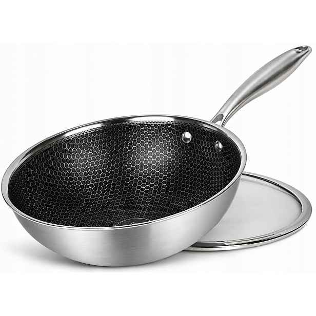 Ocelová Wok Nerezová Ocel Medová Plástev 28 CM, Výška S Voštinou, Edenberg