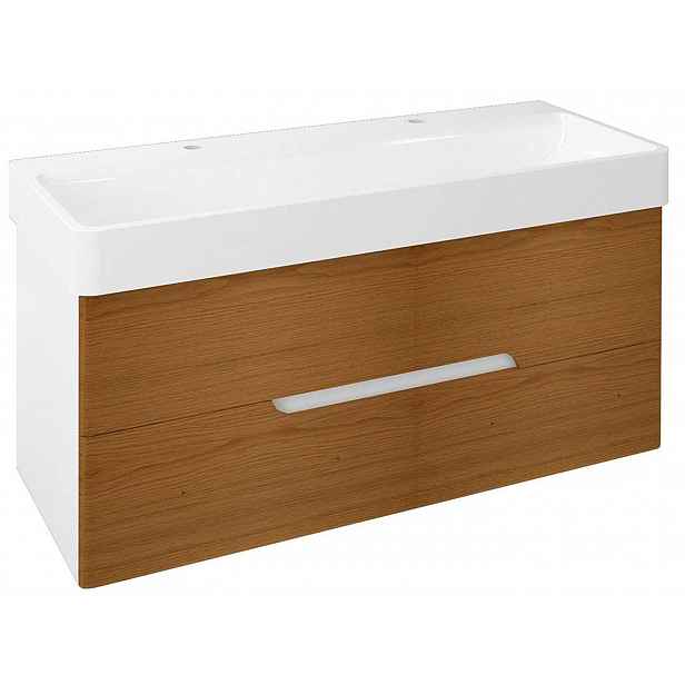 Sapho Mediena - Umyvadlová skříňka 117x51x49 cm, bílá mat/dub natural MD122