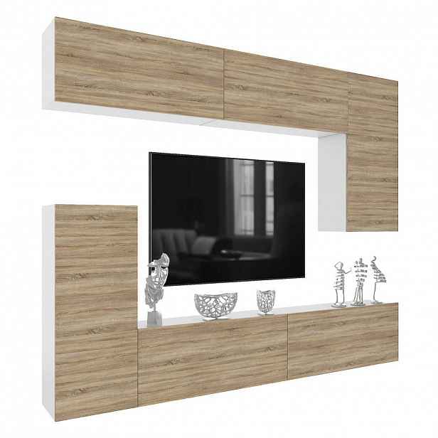 B BELINI GROUP OBÝVACÍ STĚNA Milano 8, Dub Sonoma matný, 250 cm, Bezúchytková