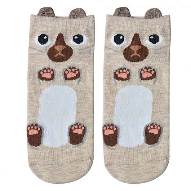 Béžové veselé kotníkové ponožky medvídek Bear - 36-41 Clayre & Eef