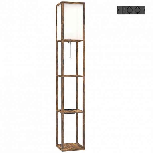HOMCOM STOJACÍ lampa z MDF, rustikální hnědá a bílá