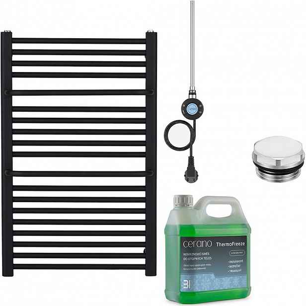 Koupelnový elektrický radiátorový set Antonio - WIFI - 300W - černá matná - 860x550 mm