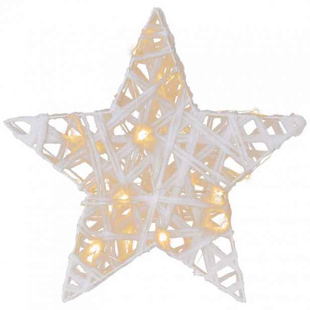 MAXXIVA® 86212 Glitzer Stern 20 LED warm weiß Ø 30 cm Batterie Timer Weihnachts-Stern Xmas