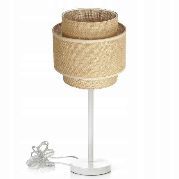 Noční Lampa Stolní Boho Juta Stínidlo Trojité