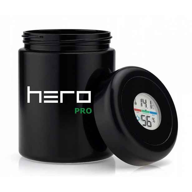 Skleněná nádoba bez zápachu s vlhkoměrem 250 ml Hero Pro
