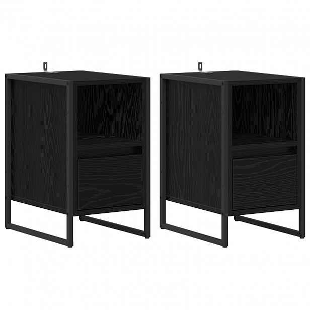 vidaXL Noční stolek 2 ks Černý dub 39,5 x 30 x 50 cm Kompozitní dřevo