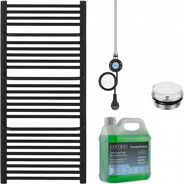 Koupelnový elektrický radiátorový set Antonio - WIFI - 600W - černá matná - 1180x550 mm