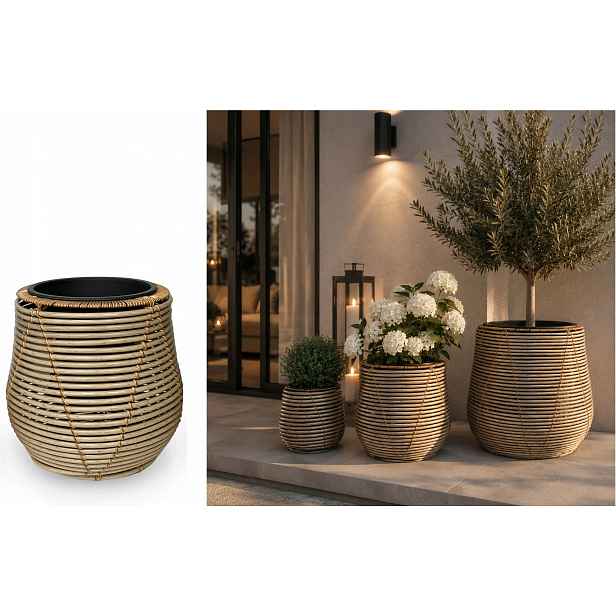Květináč Tip 27x26 cm Přírodní ratan Kryt na balkon Terasa