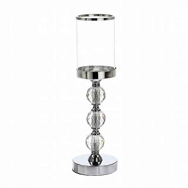 Stříbrný svícen s křišťálem glamour 42 cm