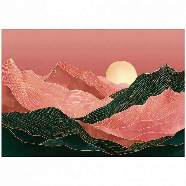 Wallarena FOTOTAPETA Hory Art Deco Růžová 150x105 cm