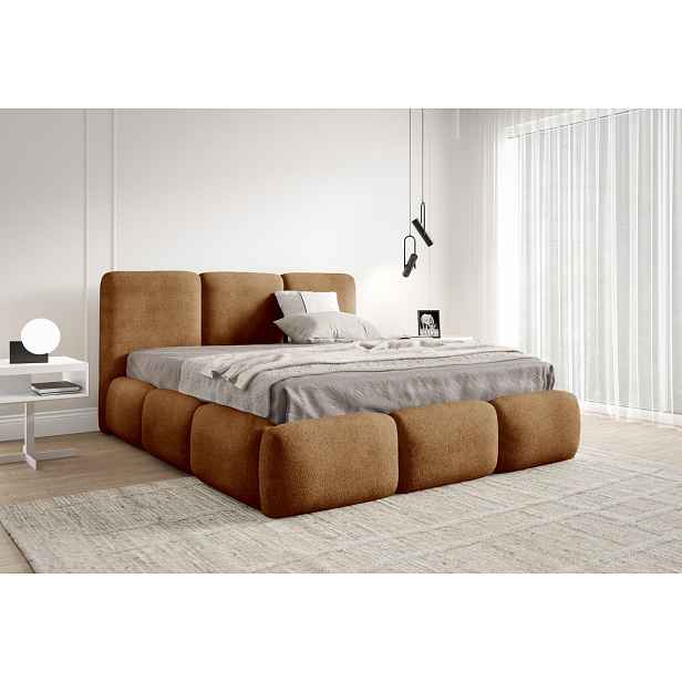Čalouněná manželská postel 200x200 BORA - koniak