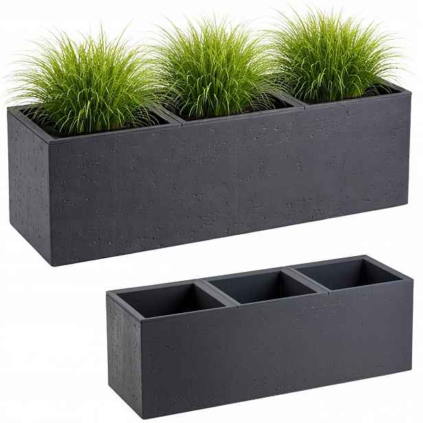 Květináč Na Kolečkách Imitace Betonu Antracit 90x30x30 cm květiny balkon terasa