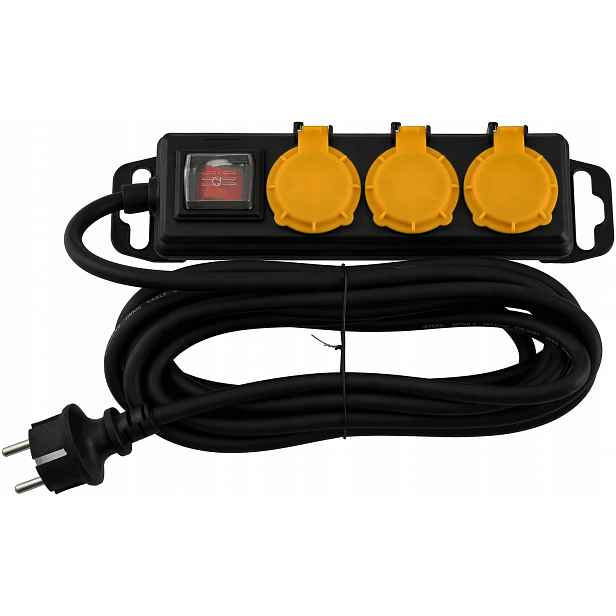 Prodlužovací Kabel lištový 5 m 3 zásuvky IP44 230 V 16 A 3680 W s vypínačem