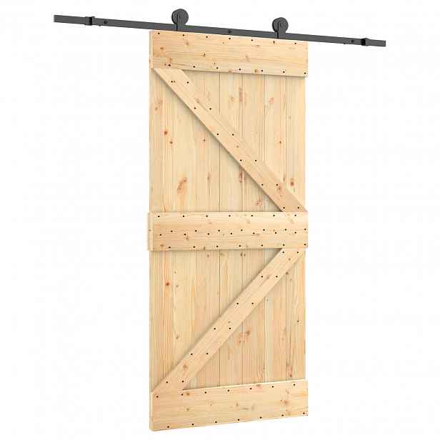 vidaXL Posuvné dveře 95 x 210 cm Masivní borové dřevo (neupravené)