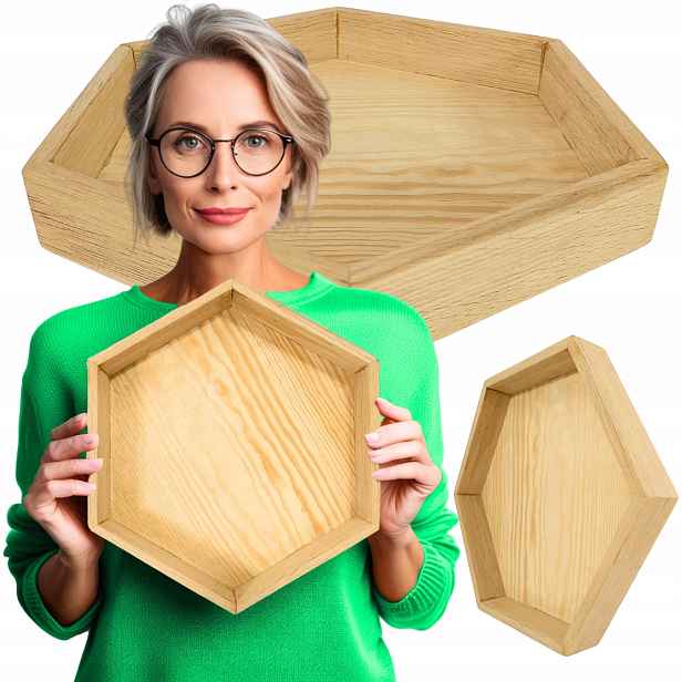Dřevěný dubový rám Hexagon základna pod Mech chrobotek Lity Dub dekorace