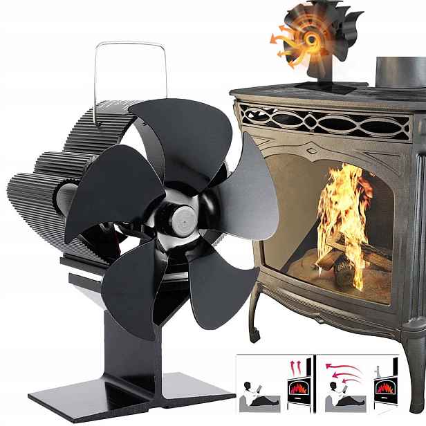 Termoelektrický Krbový Ventilátor Napájený Teplem, Tichý Ventilátor, Černý