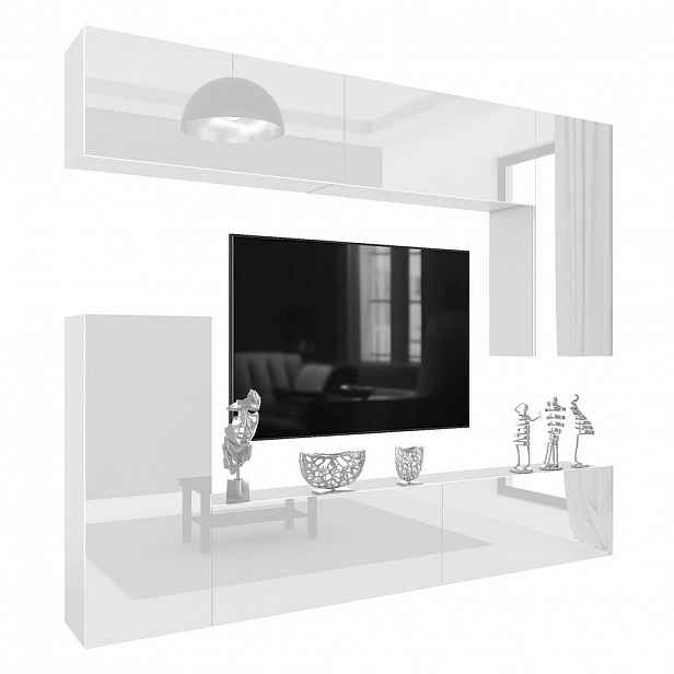 B BELINI GROUP OBÝVACÍ STĚNA Milano 8, Bílá lesklá, 250 cm, Bezúchytková