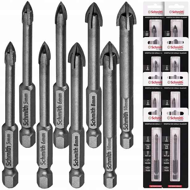 Sada vrtáků na sklo a keramiku 5-10 mm 8 ks Schmith