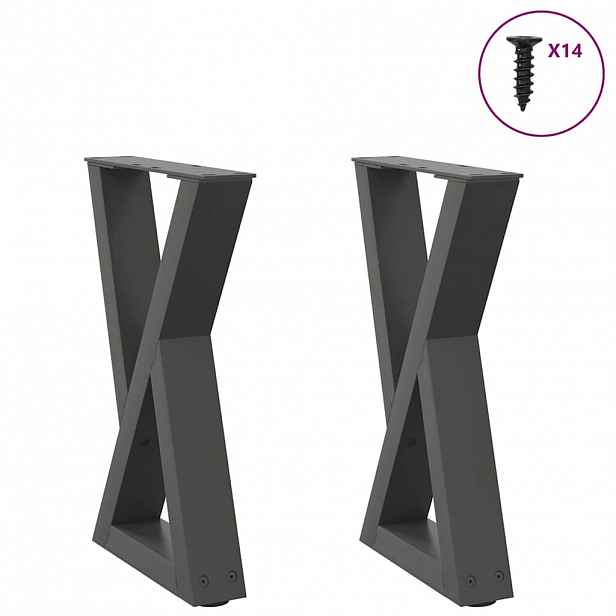 vidaXL Nohy konferenčního stolku 2 ks antracitové 28 x (42-43,3) cm ocelové