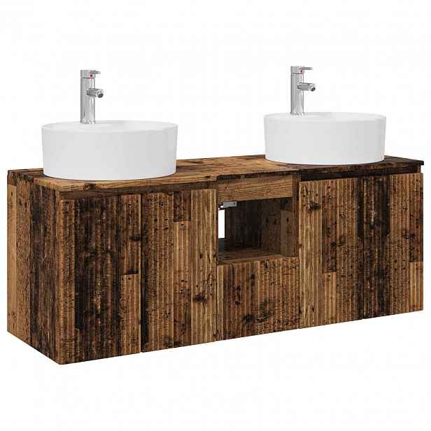vidaXL Sada koupelnových skříněk 3 ks Staré dřevo 49,5 x 44,5 x 65 cm