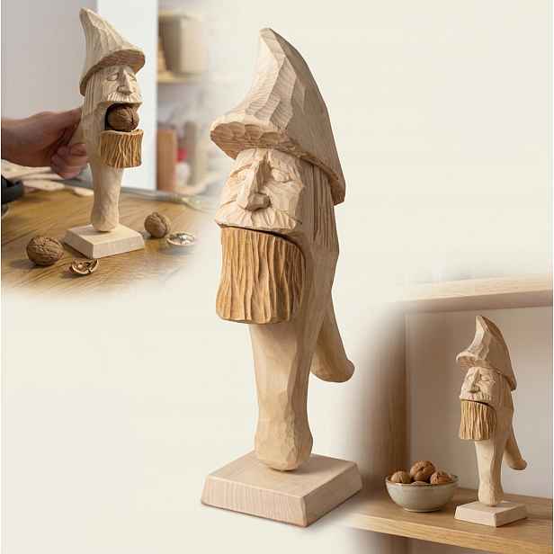 Louskáček Na Ořechy dřevěný, Ručně Vyřezávaný, 33 cm, lidová figurka