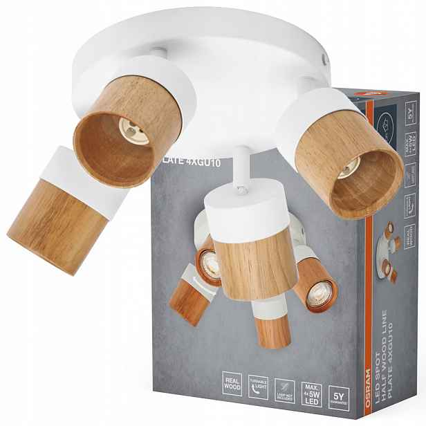 Nástěnná lampa Stropní Svítidlo Reflektor Led Spot 4x GU10 Dřevo Osram